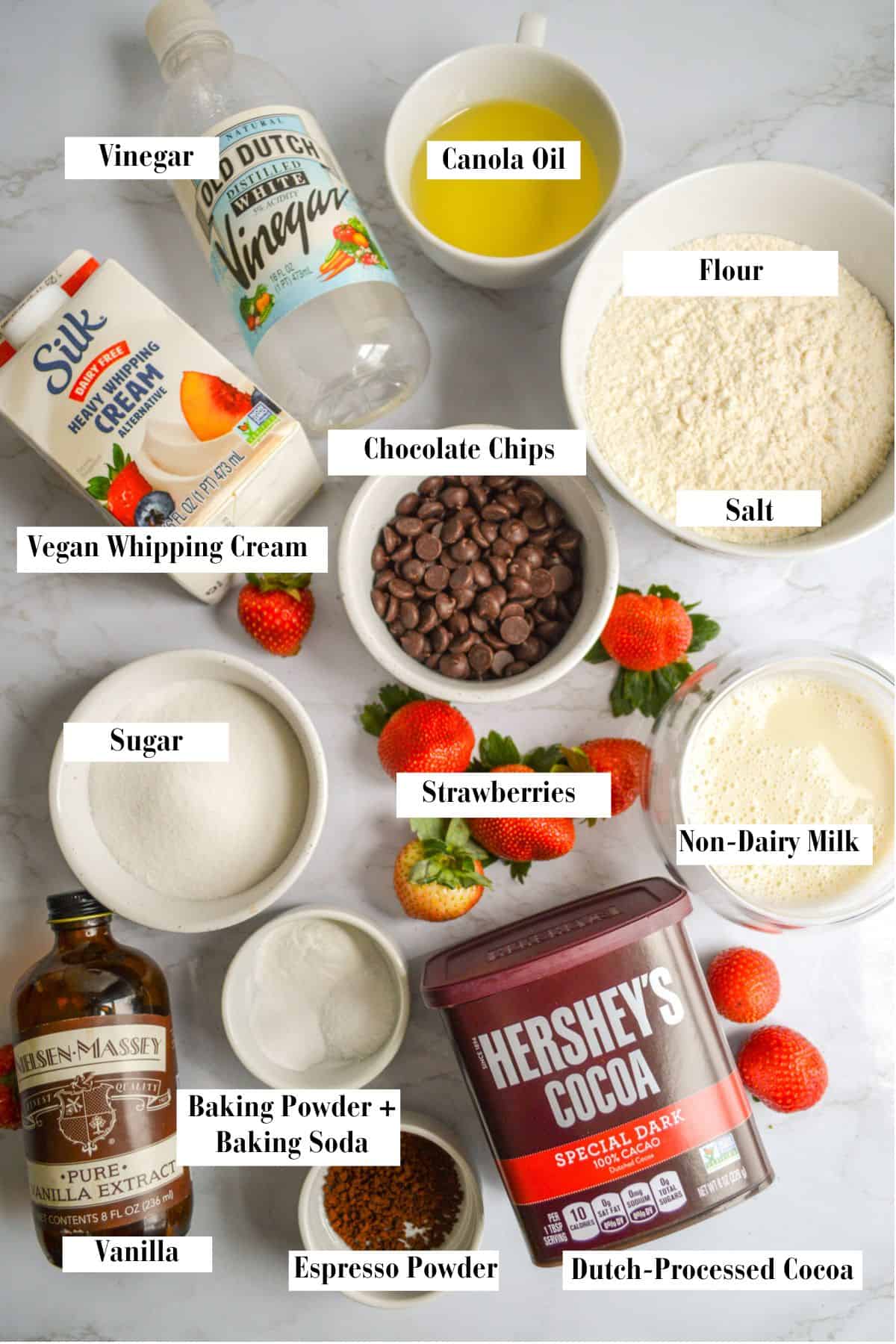 Photo of ingredients needed to make this recipe on a marble board.