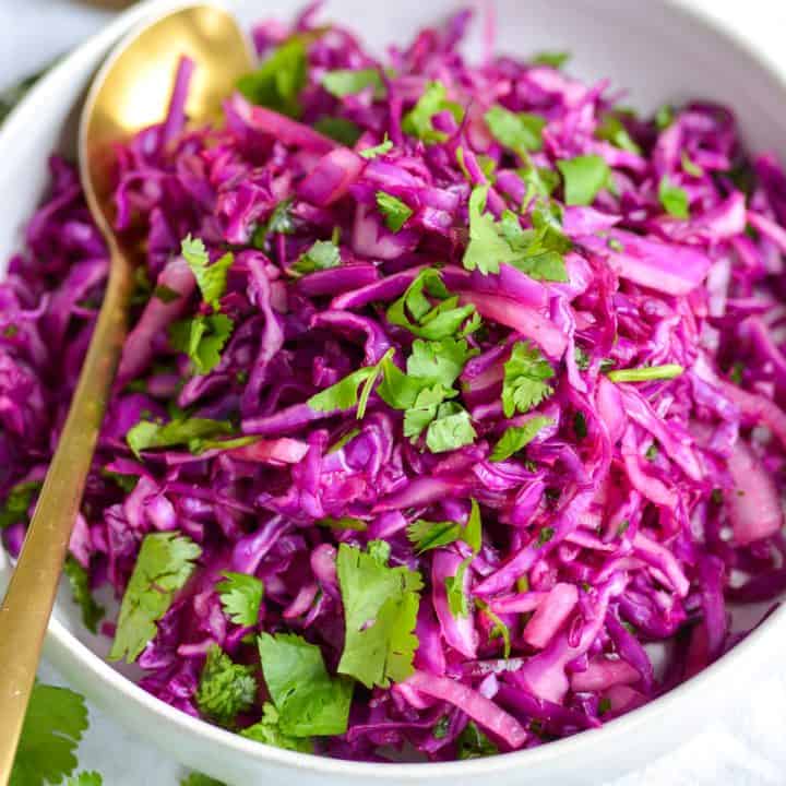 Cilantro Lime Red Cabbage Slaw (perfect for tacos!)- Earthly Provisions
