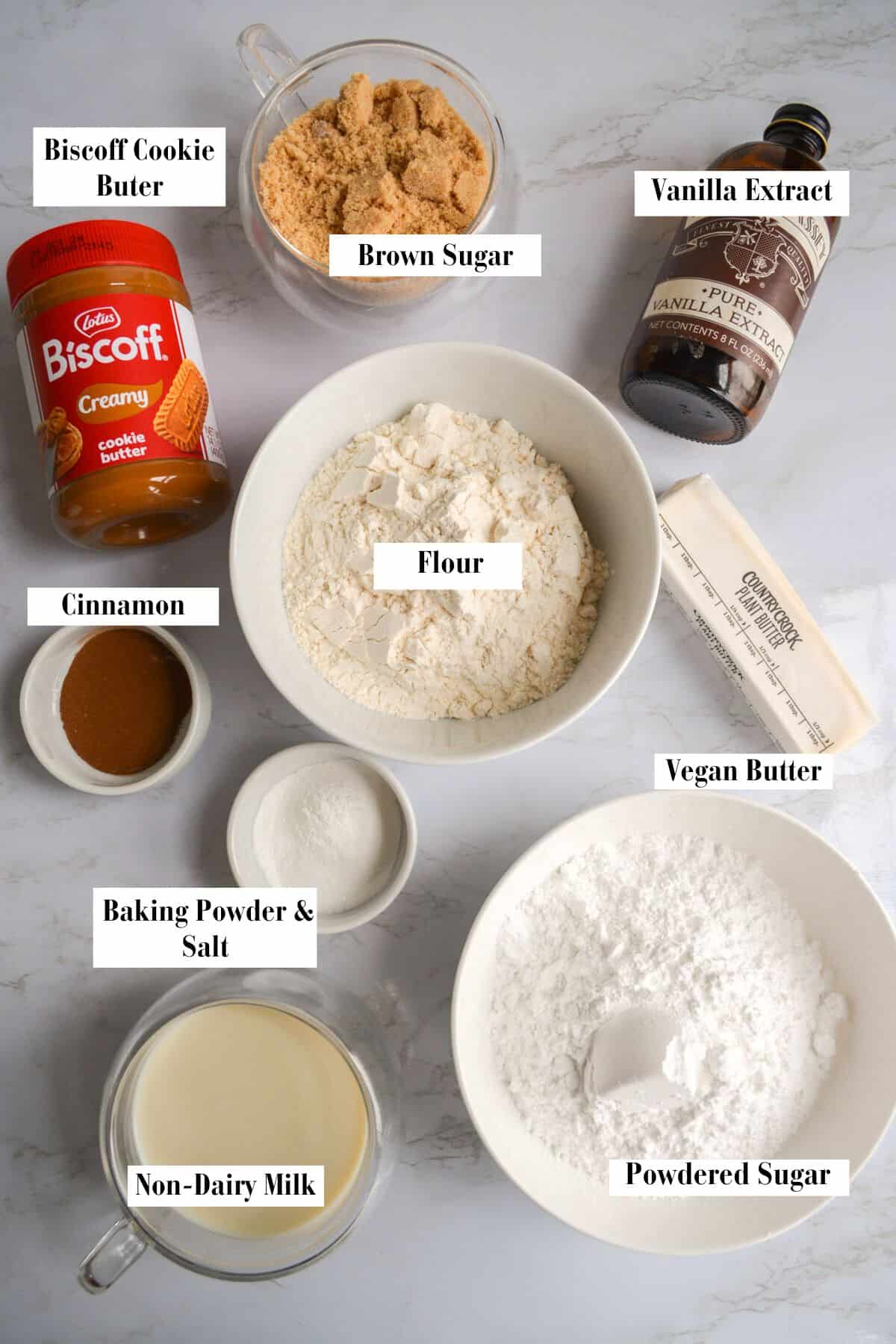 Ingredients for making this recipe on a marble board.