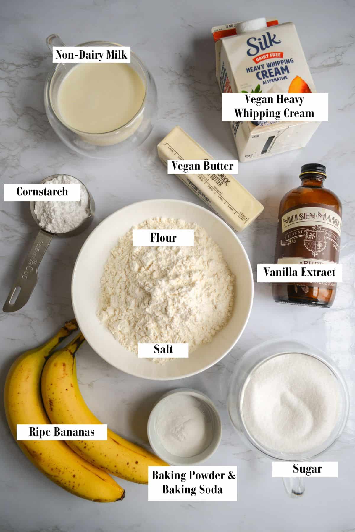 Ingredients needed for making this recipe on a marble surface.