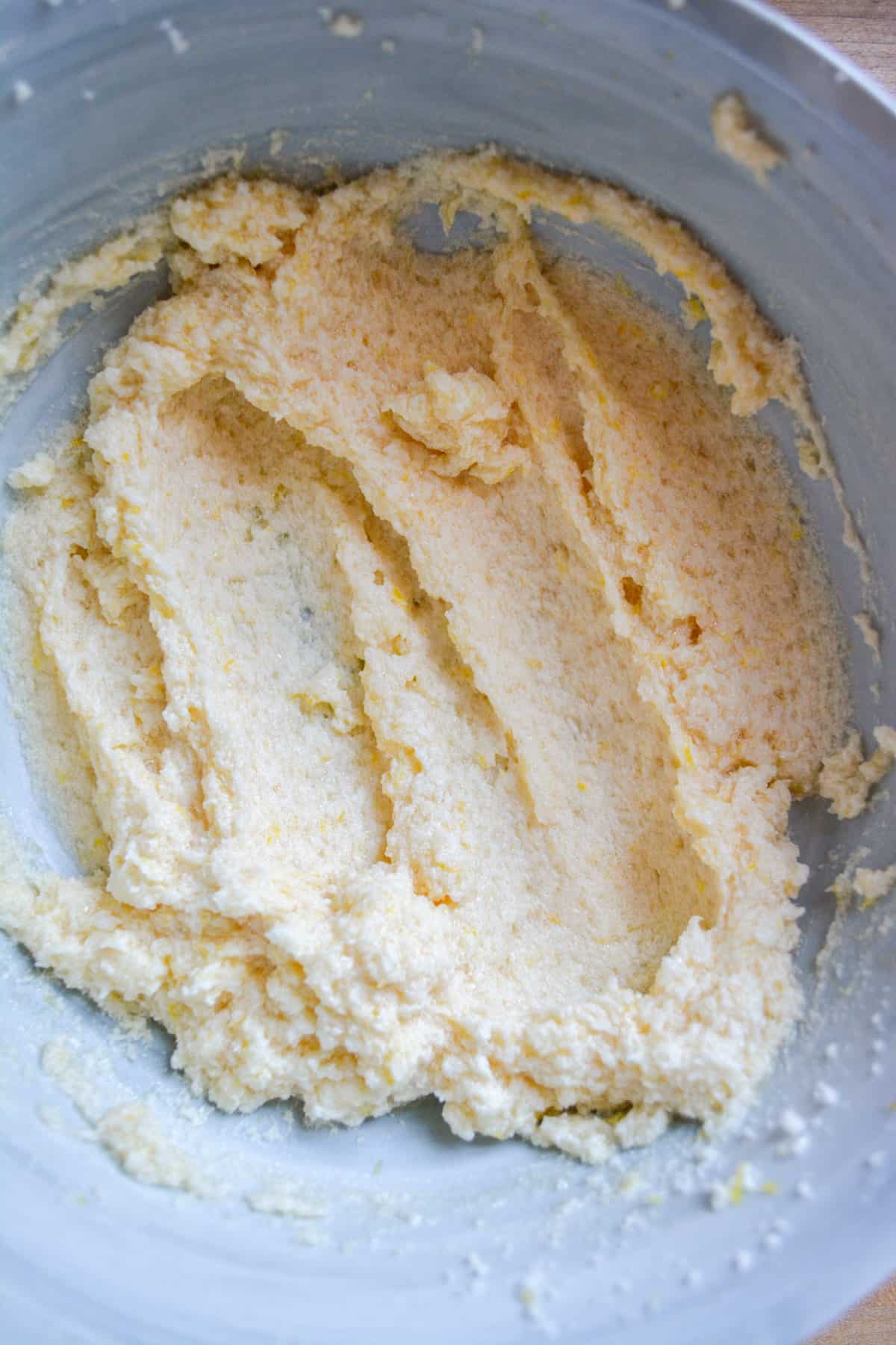 Non-dairy milk and vanilla mixed into the butter mixture.