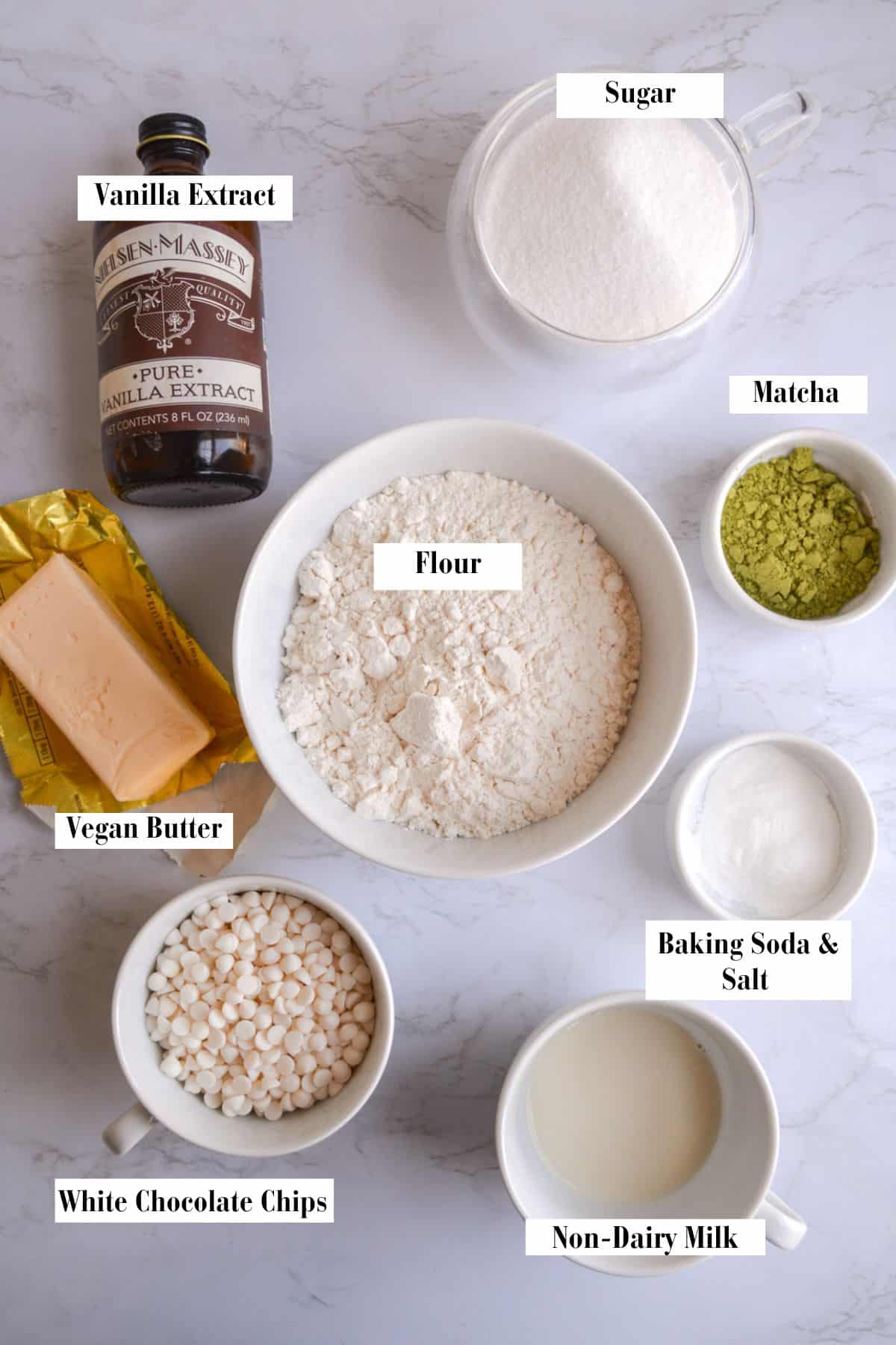Ingredients needed for making this recipe on a marble surface.