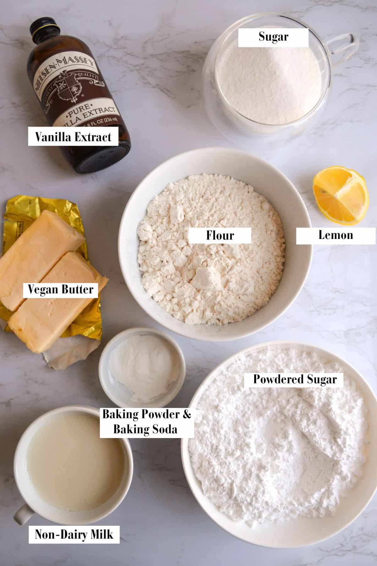 Ingredients for making this recipe on a marble surface.