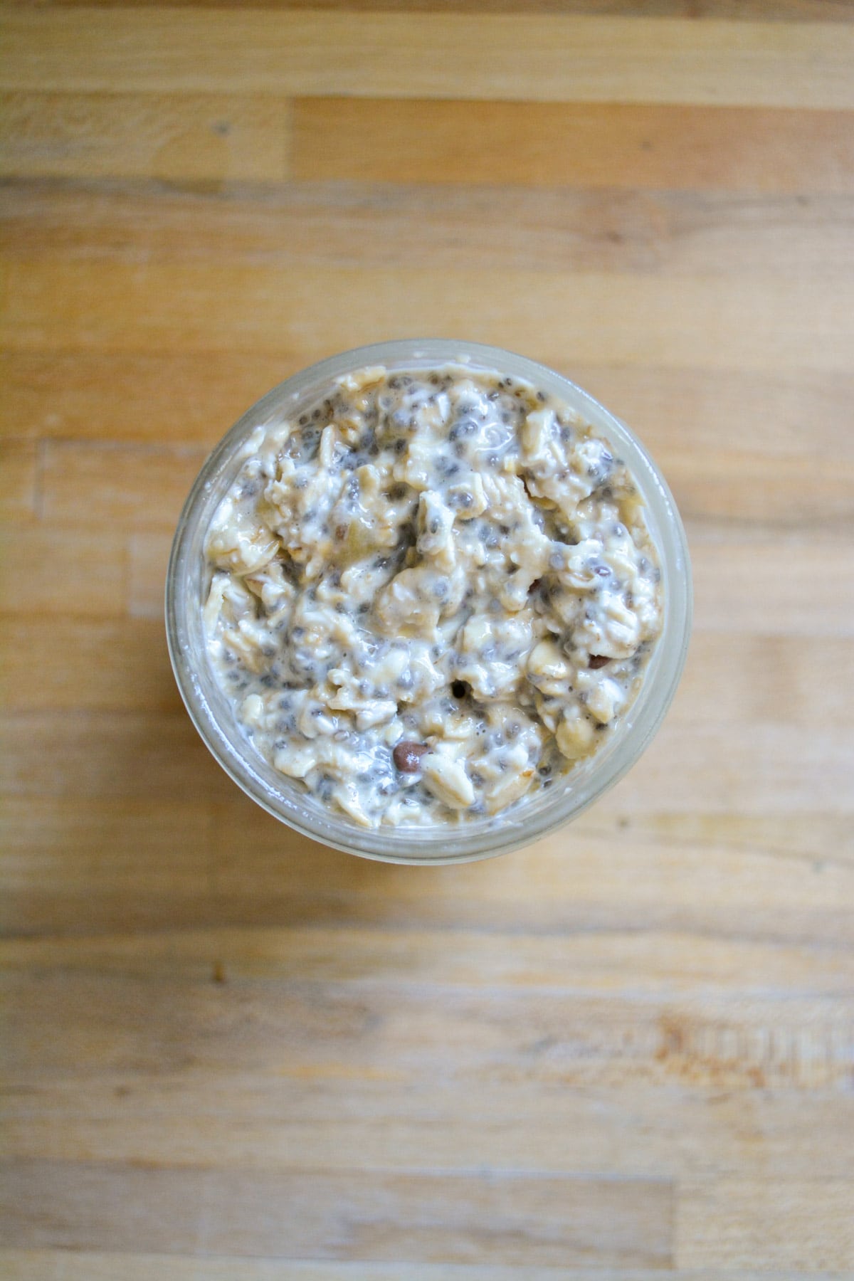 Overnight oats in a jar ready to be served.
