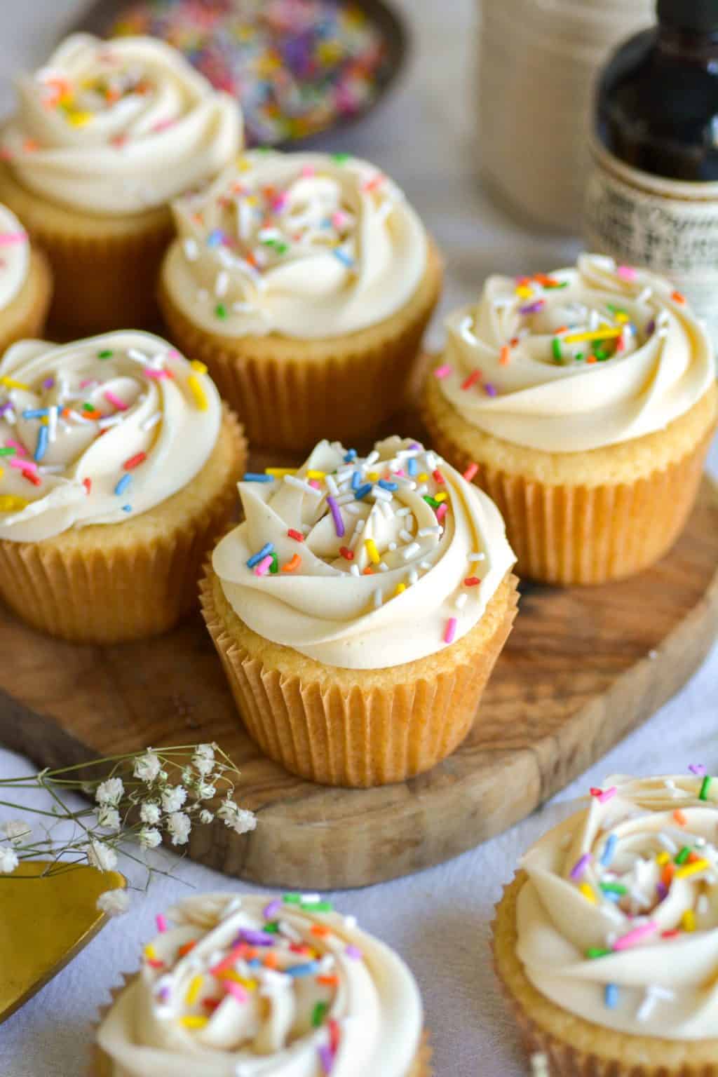 Vegan Vanilla Cupcakes (moist &amp; fluffy!) - Earthly Provisions