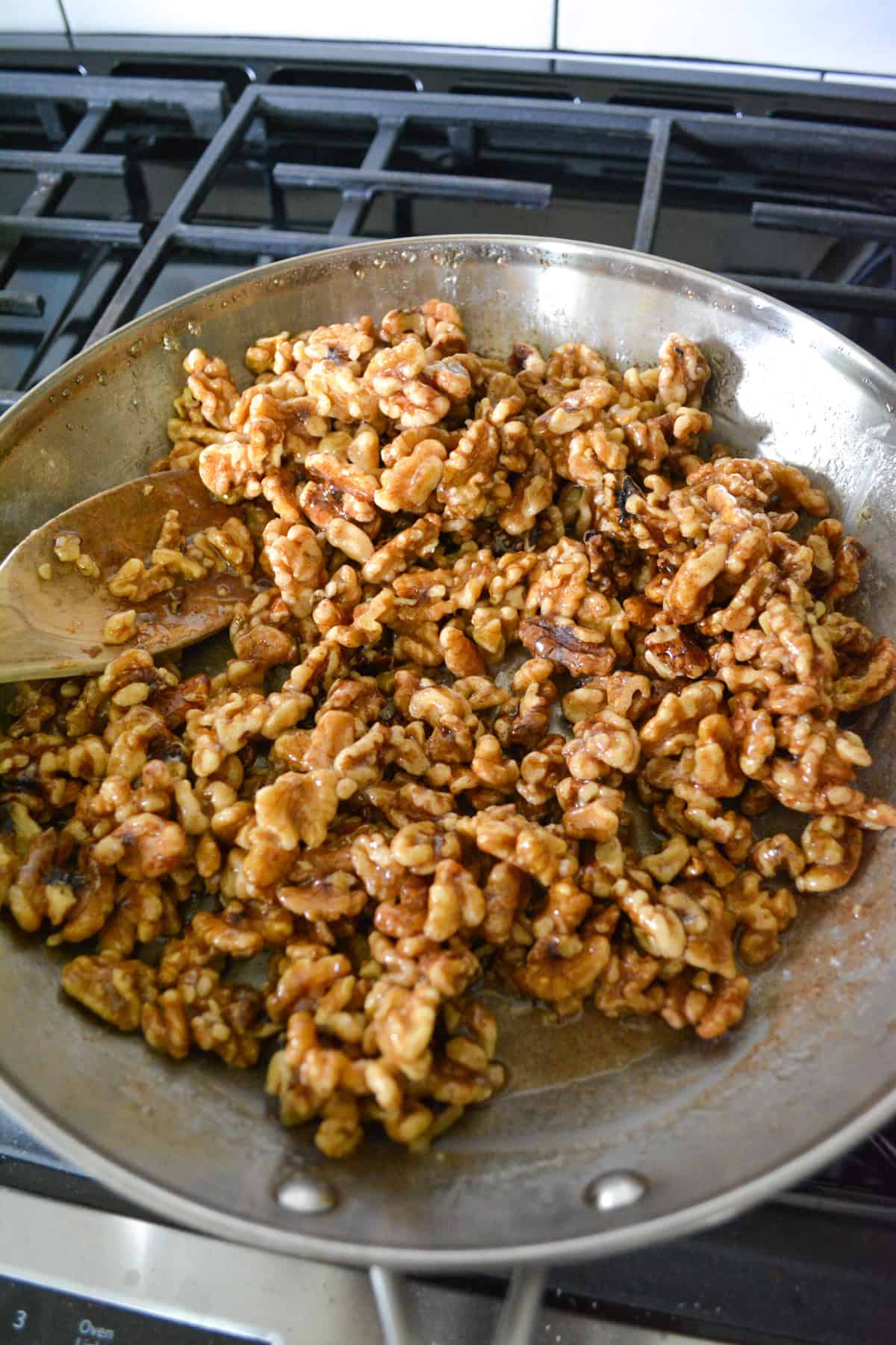 Walnuts and cinnamon added to the sugar mixture.