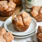 A Mini Vegan Monkey Bread on a stack of two plates.