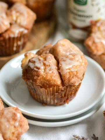 A Mini Vegan Monkey Bread on a stack of two plates.