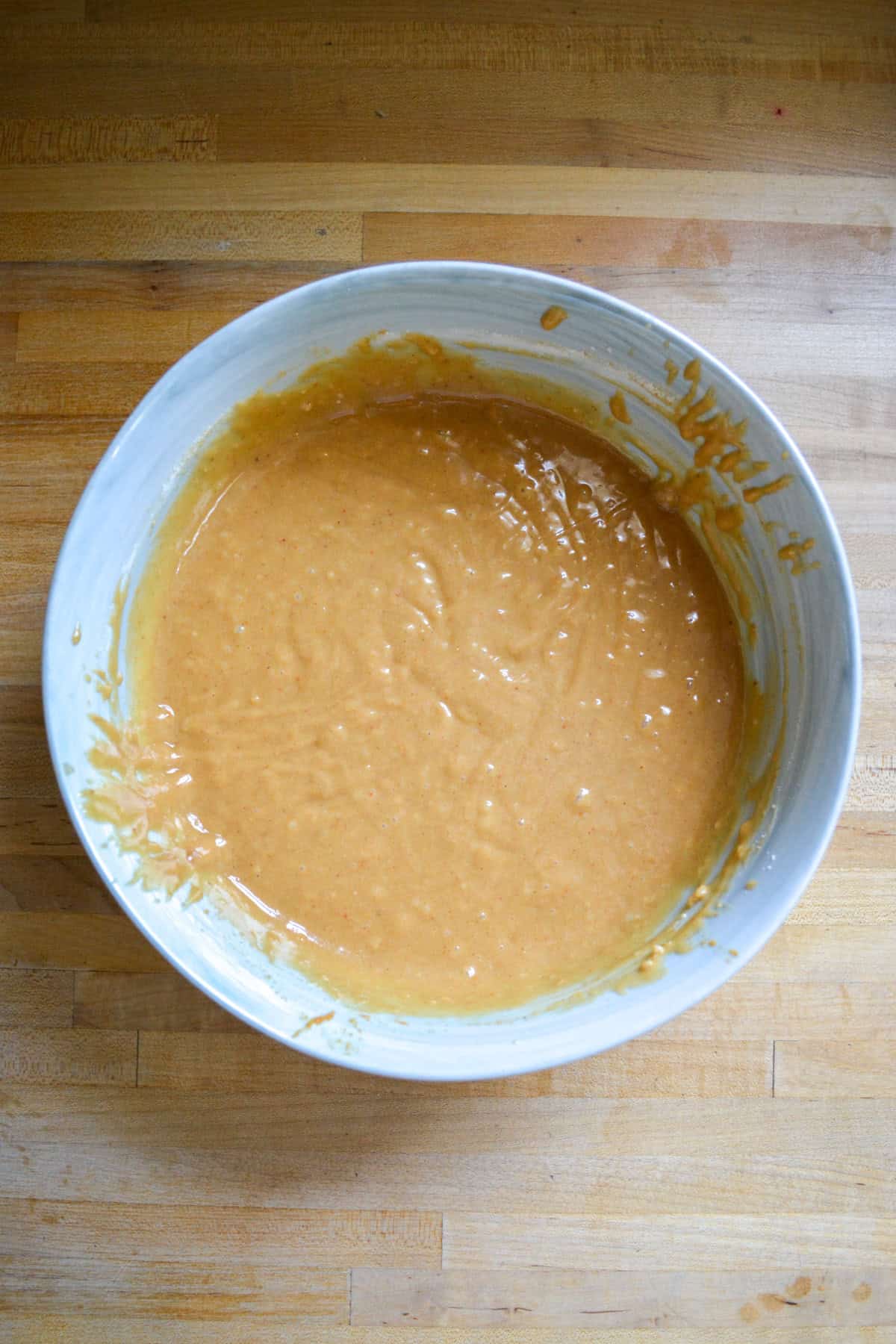 Cake batter in a large bowl.