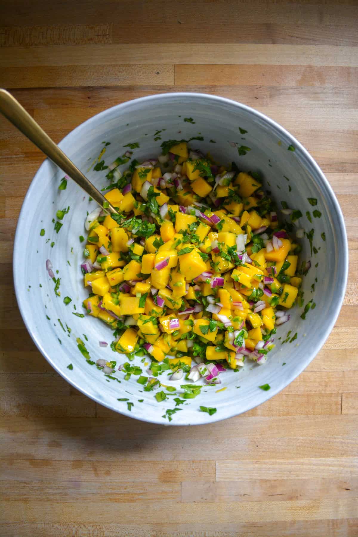 Mango Pico de Gallo in a large mixing bowl.