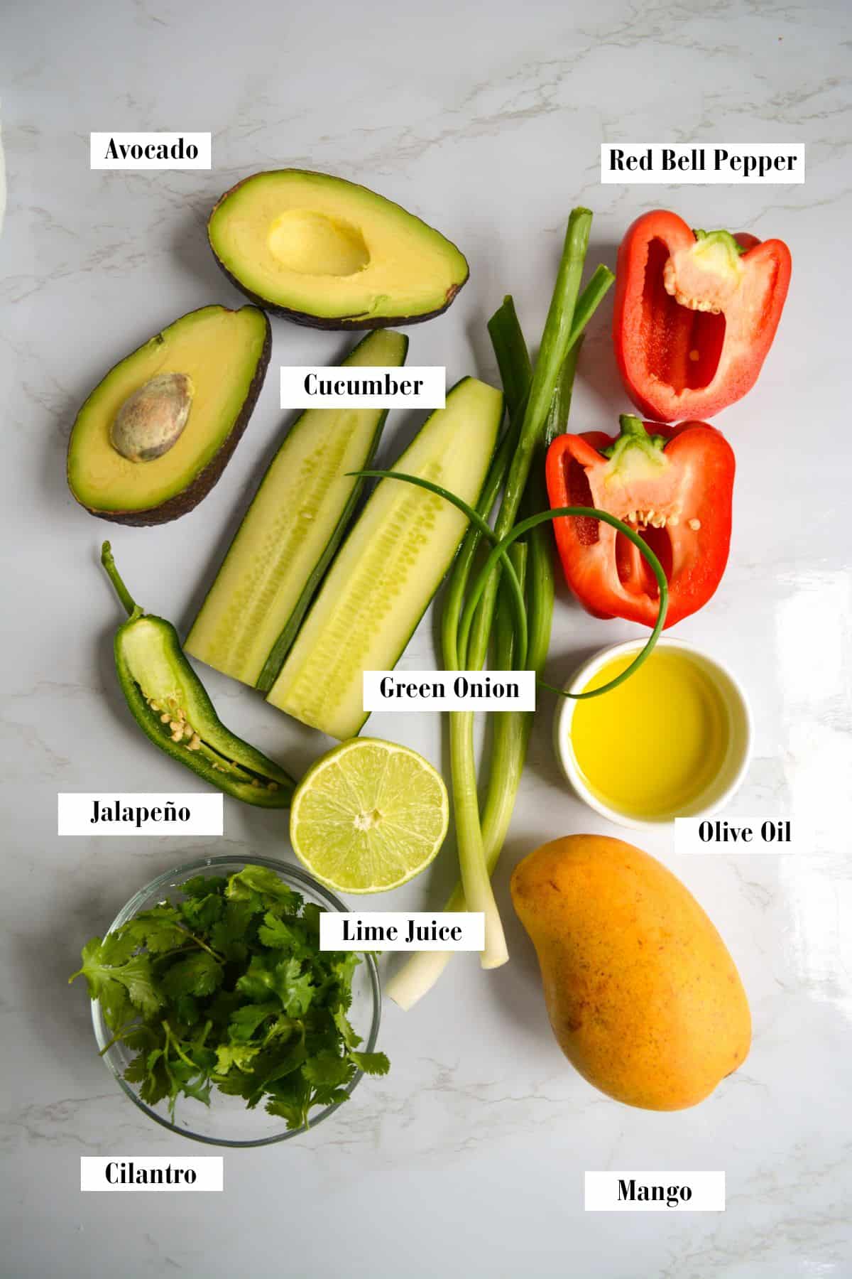 Ingredients for making this recipe on a marble board.