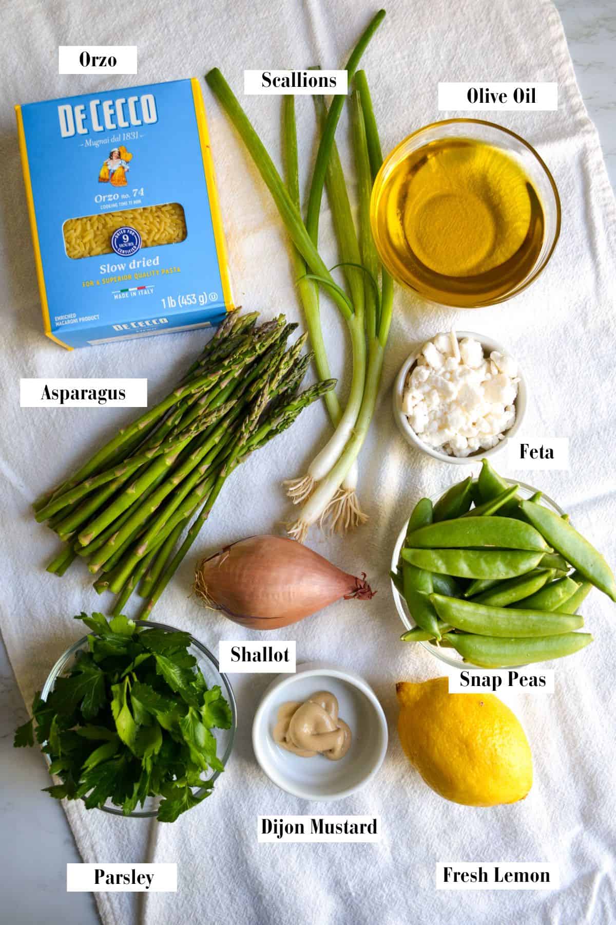 Ingredients for making this recipe in small bowls on a linen cloth.