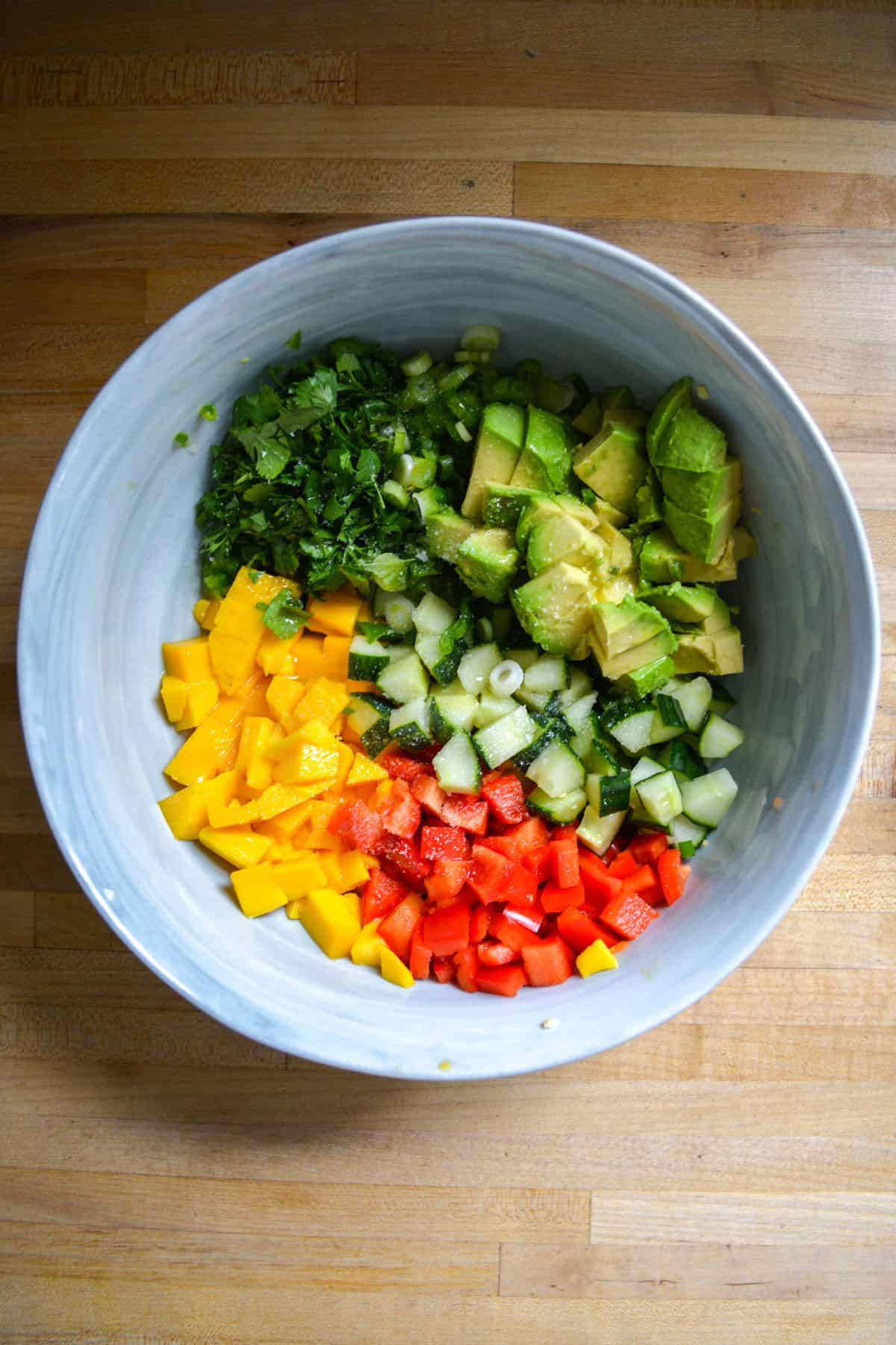 Ingredients chopped and in a large mixing bowl.
