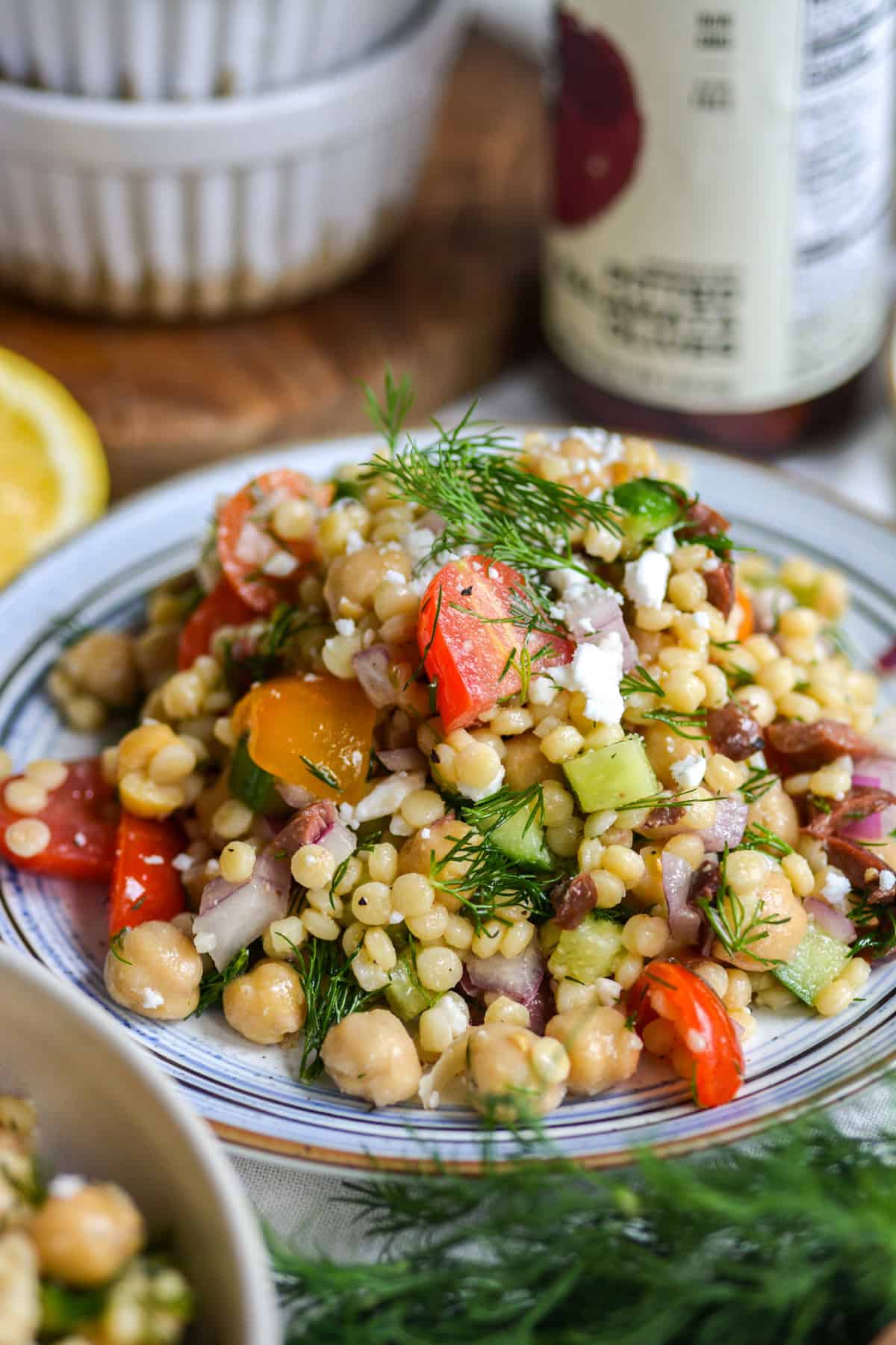 Mediterranean Couscous Salad on a plate.