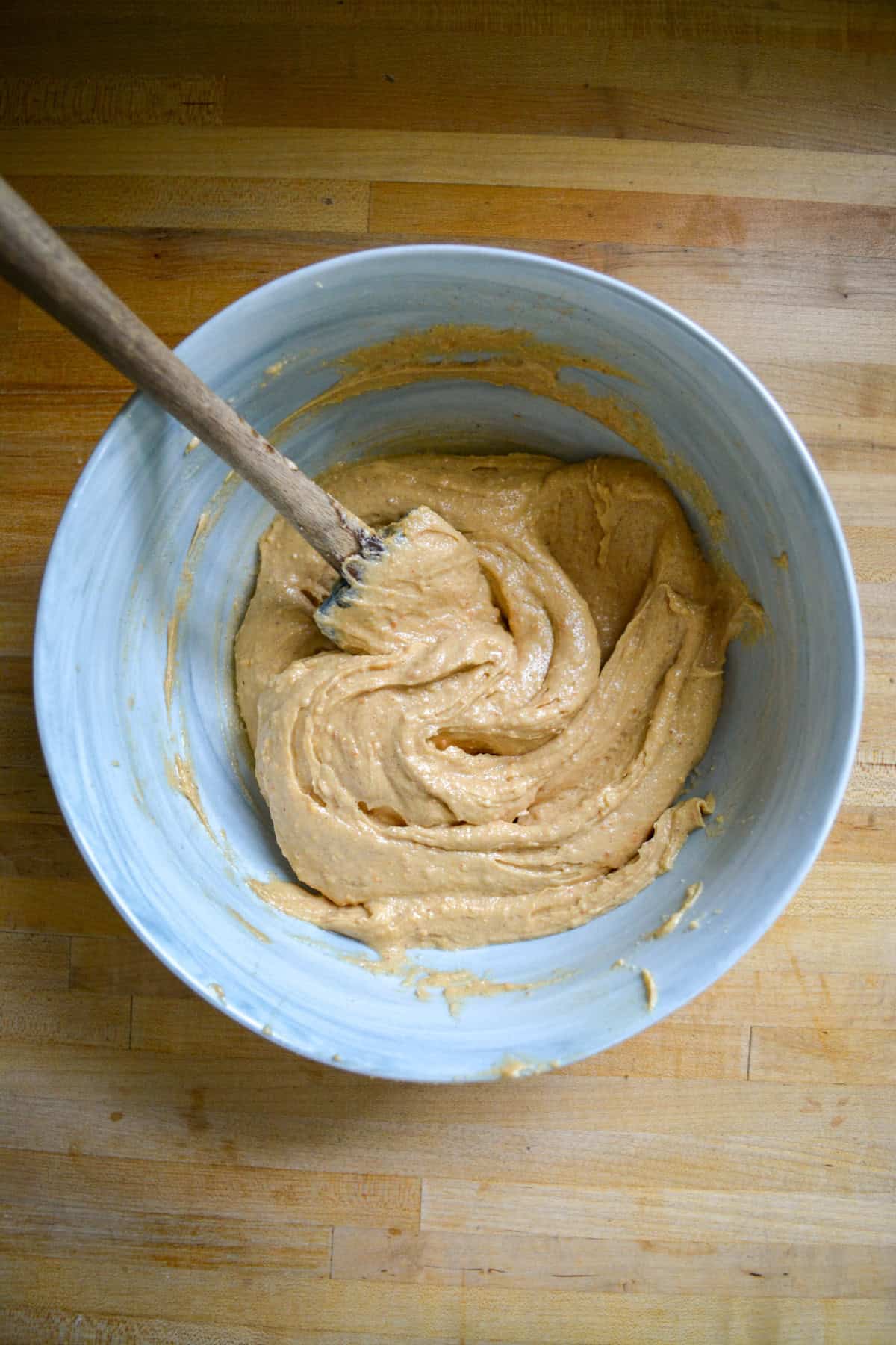 Non-dairy milk and vanilla added into the peanut butter mixture.