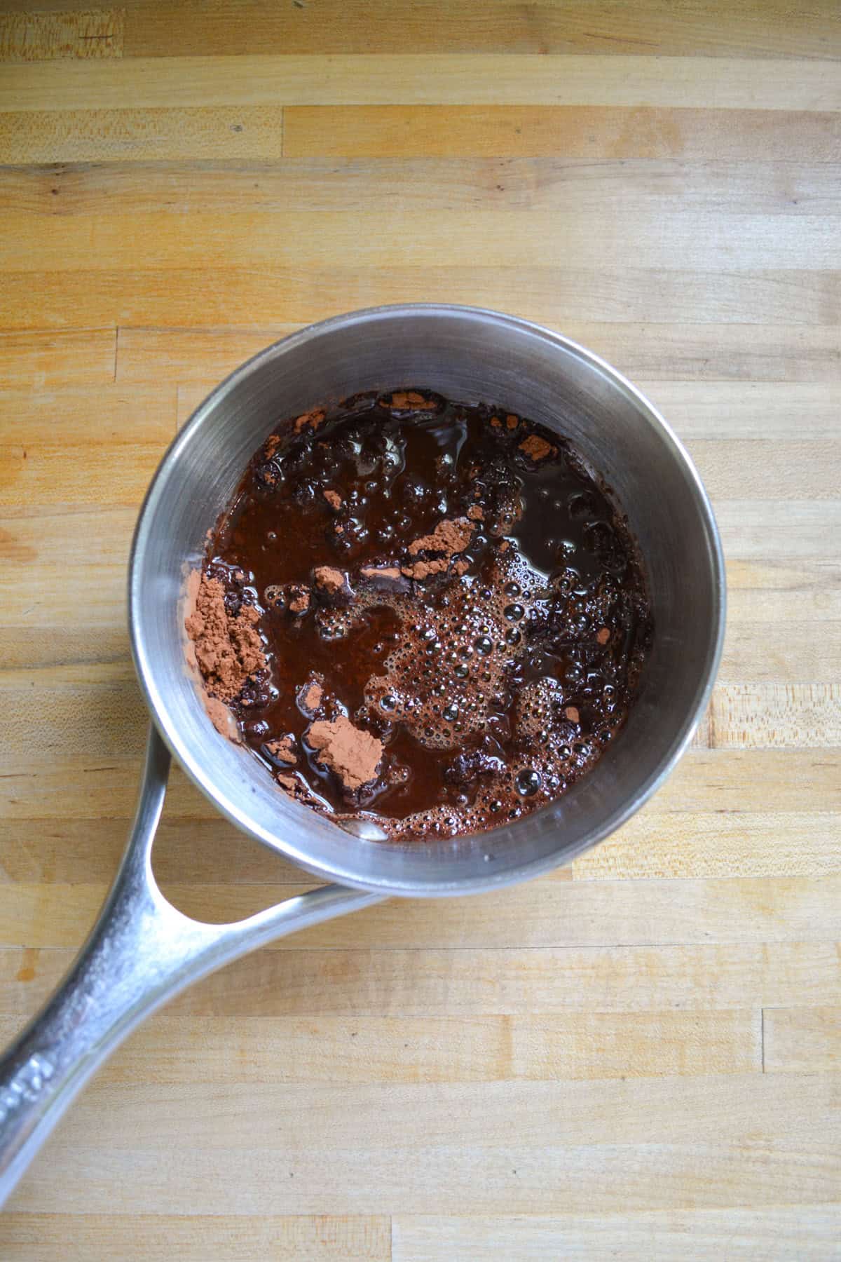 Ingredients in a small sauce pan.