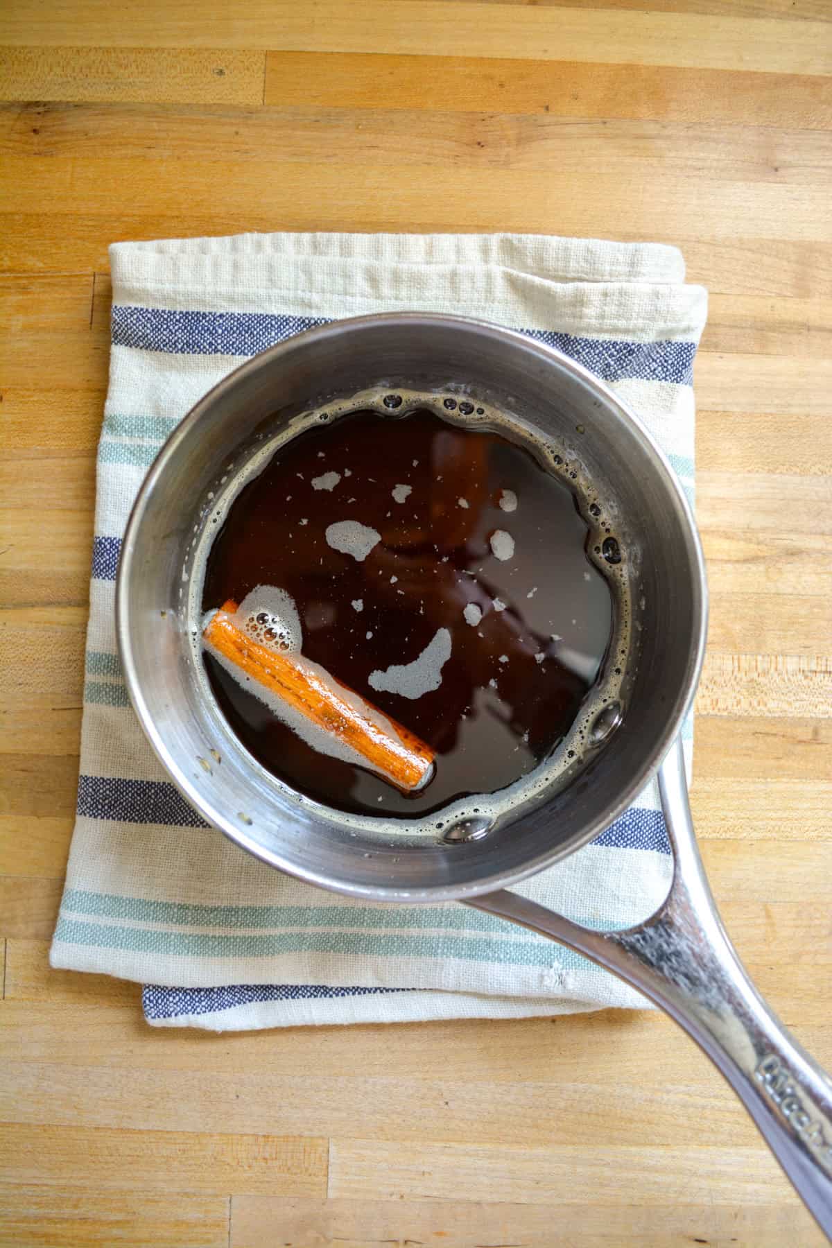 Syrup in a saucepan.