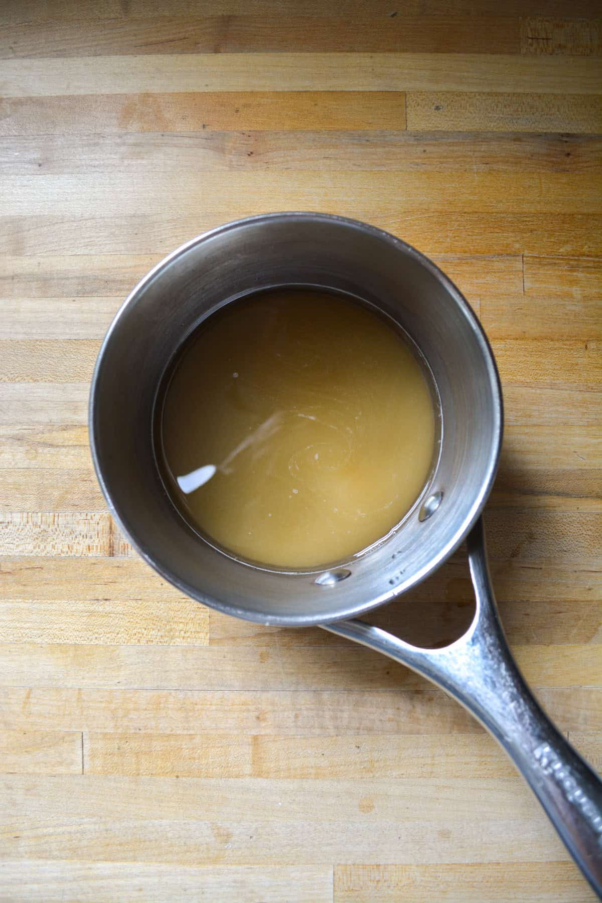 Sugar and water in a small saucepan.