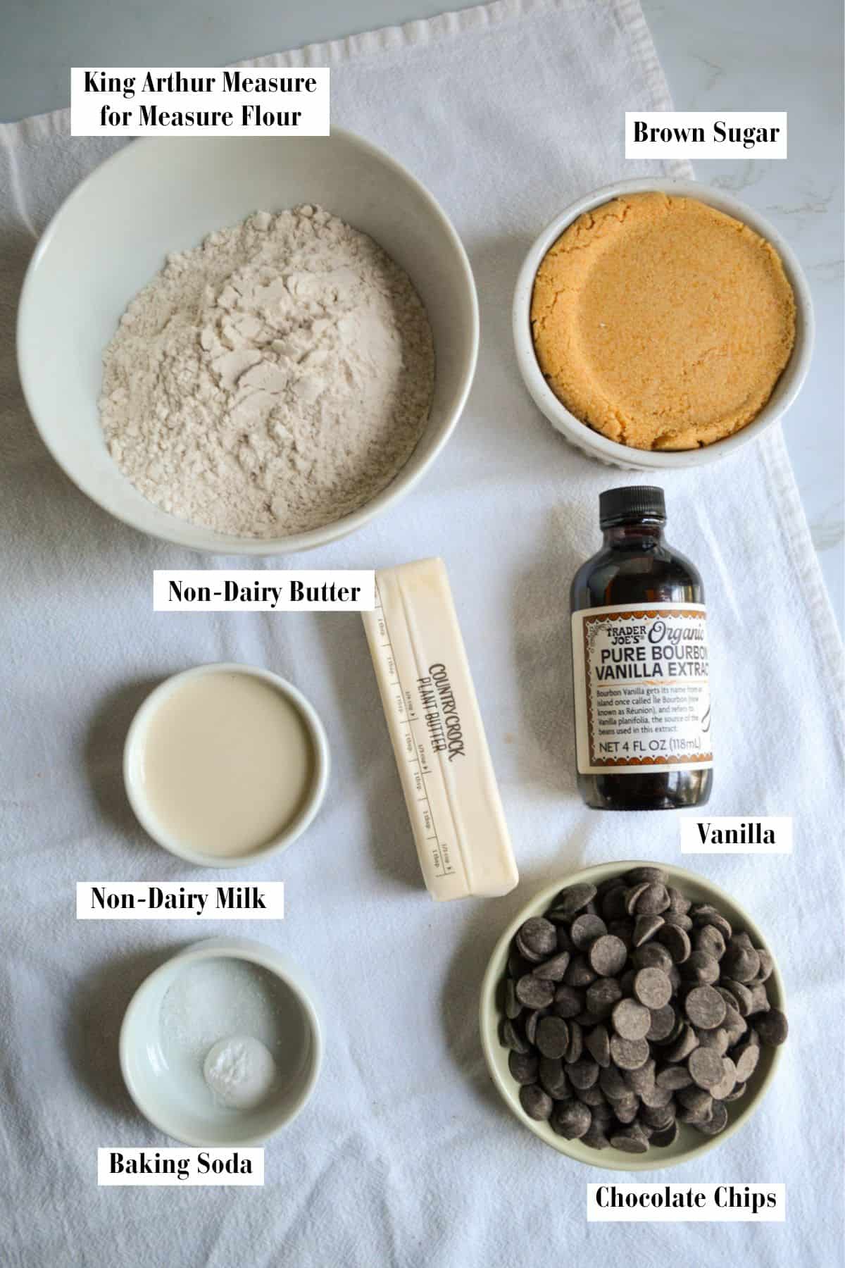 Ingredients for this recipe in small bowls on a linen cloth.