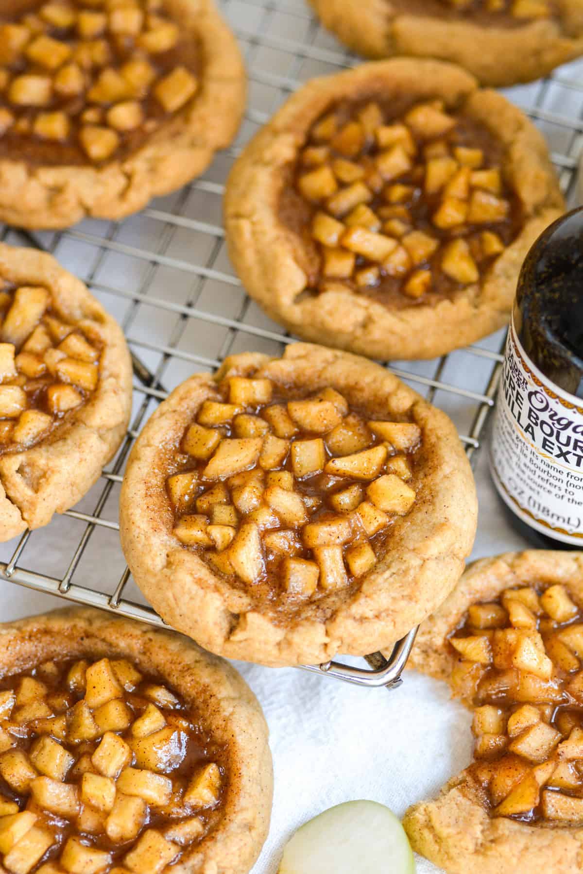 Vegan Apple Pie Cookies on a wire cooling rack.