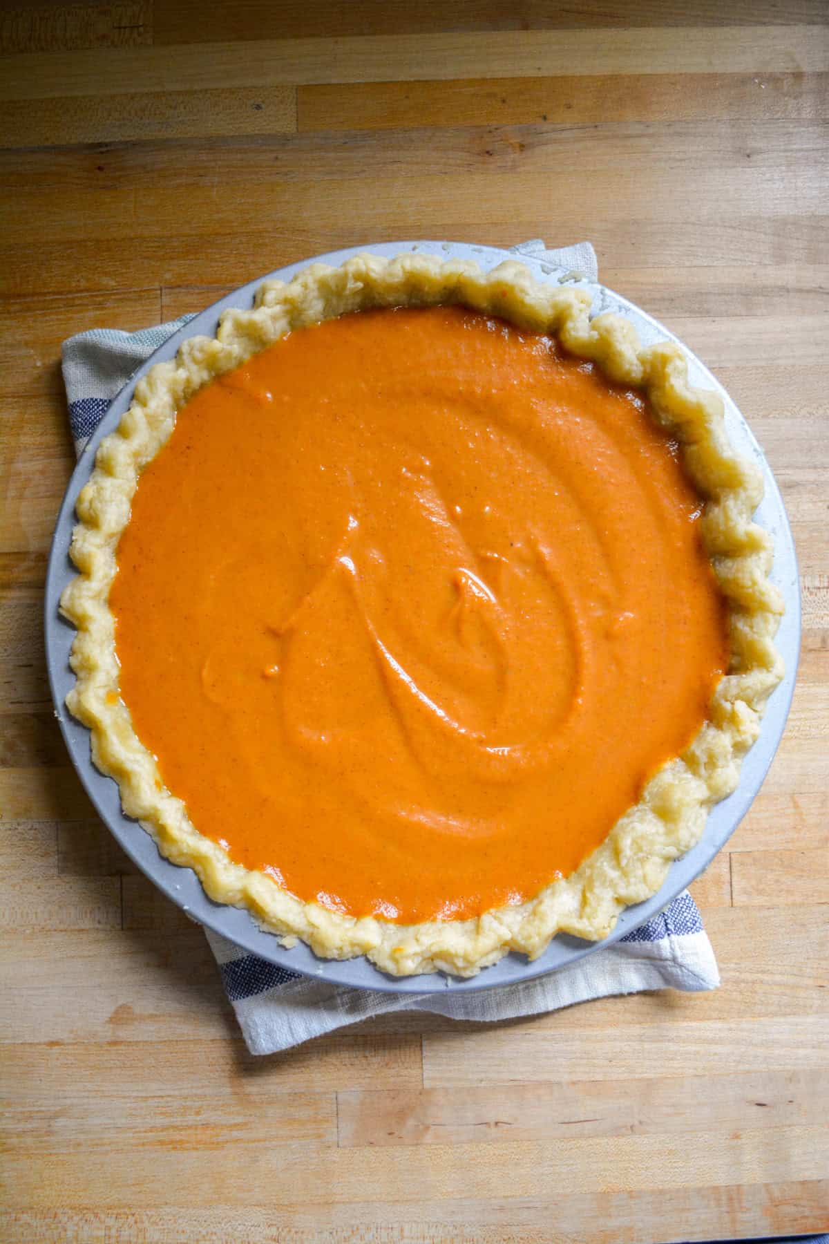 Vegan Pumpkin Pie ready to bake.