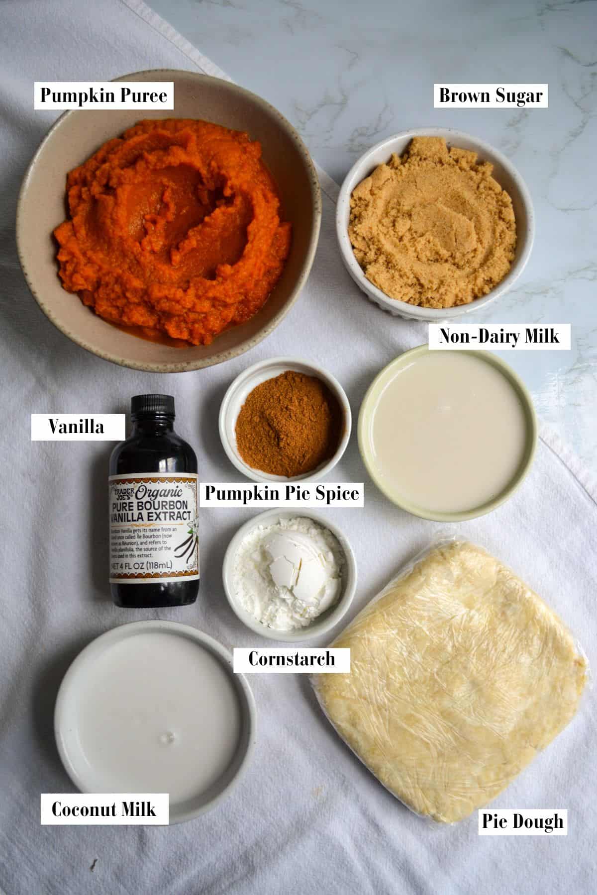 Ingredients for making this recipe in small bowls.