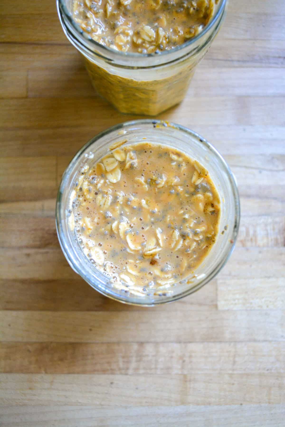 Oat mixture in a jar.