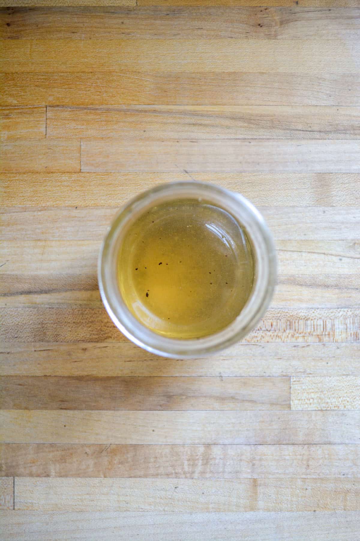 Pickling brine in a jar.
