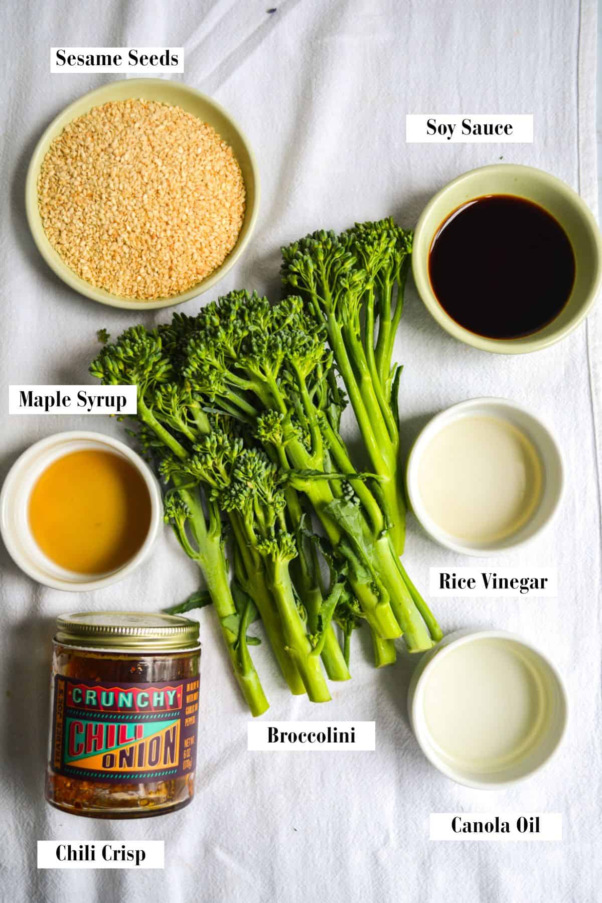 Ingredients for this recipe in small bowls on a linen cloth.