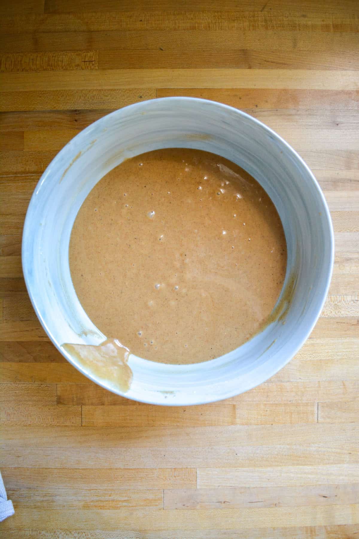 Cake batter in a large mixing bowl.