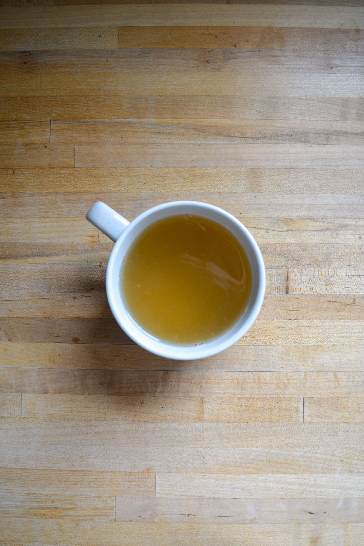 Hot water added into the mug.