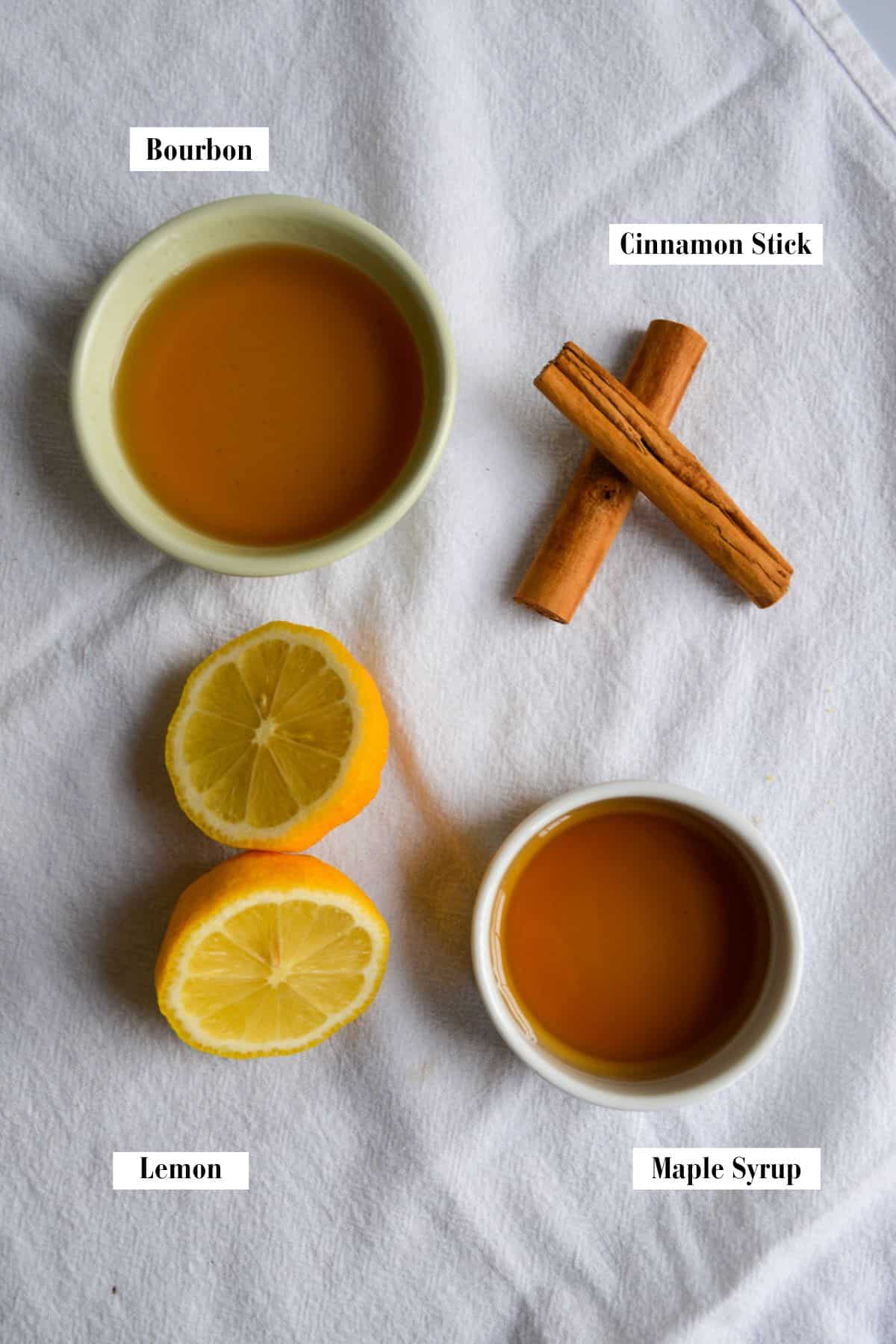 Ingredients for making this recipe in small bowls. on a linen cloth.