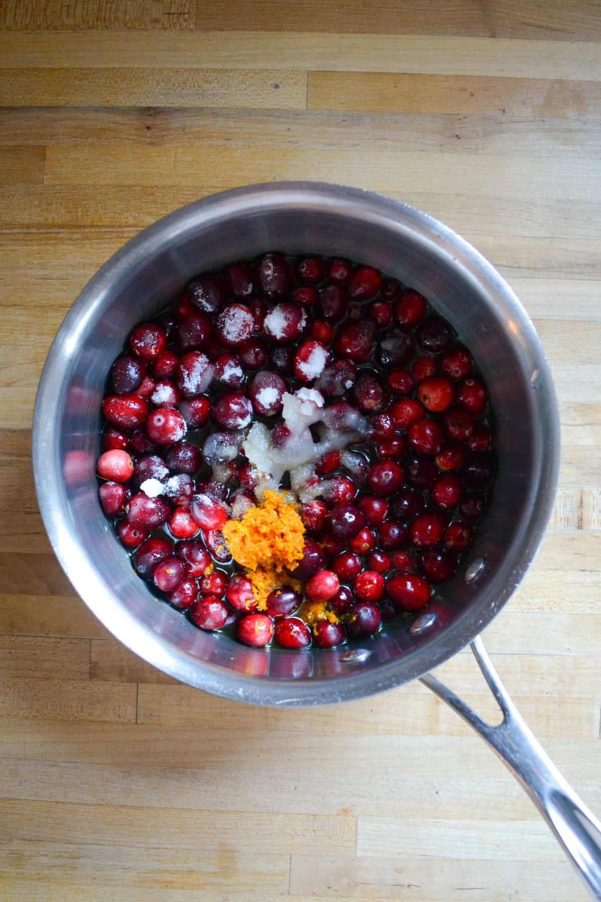 Ingredients in a sauce pan.