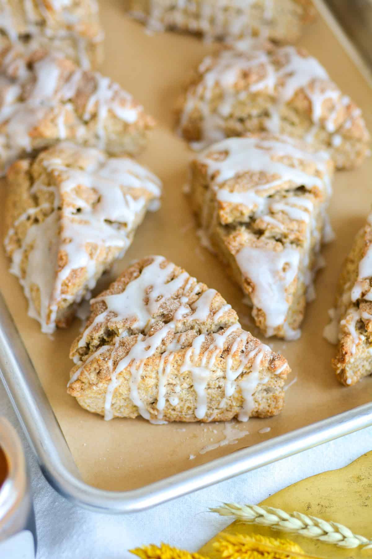 Banana Scones on a baking sheet.