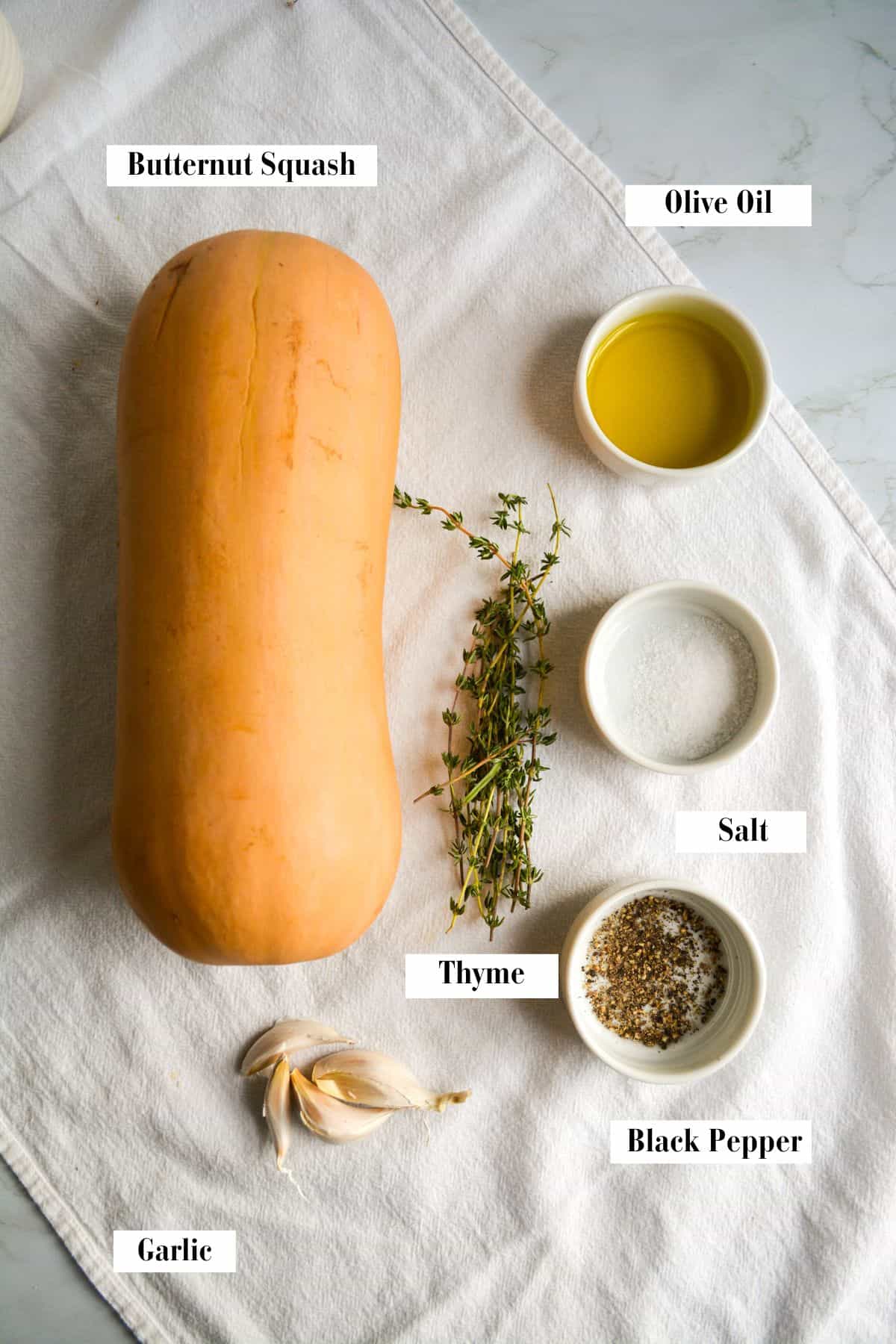 Ingredients for this recipe  in small bowls on a linen cloth.