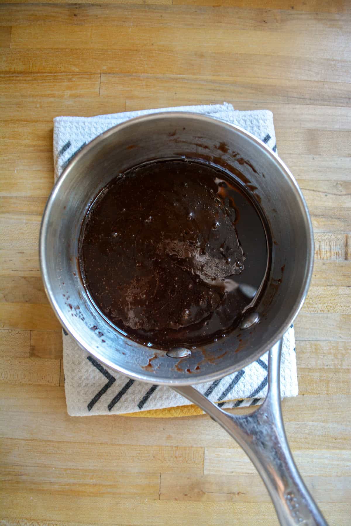 Coconut oil. agave nectar and cocoa powder in a small saucepan.