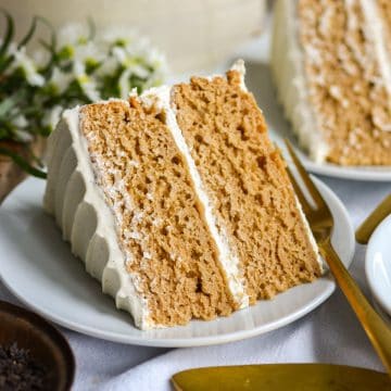 Earl Grey Lavender Cake on a small plate.