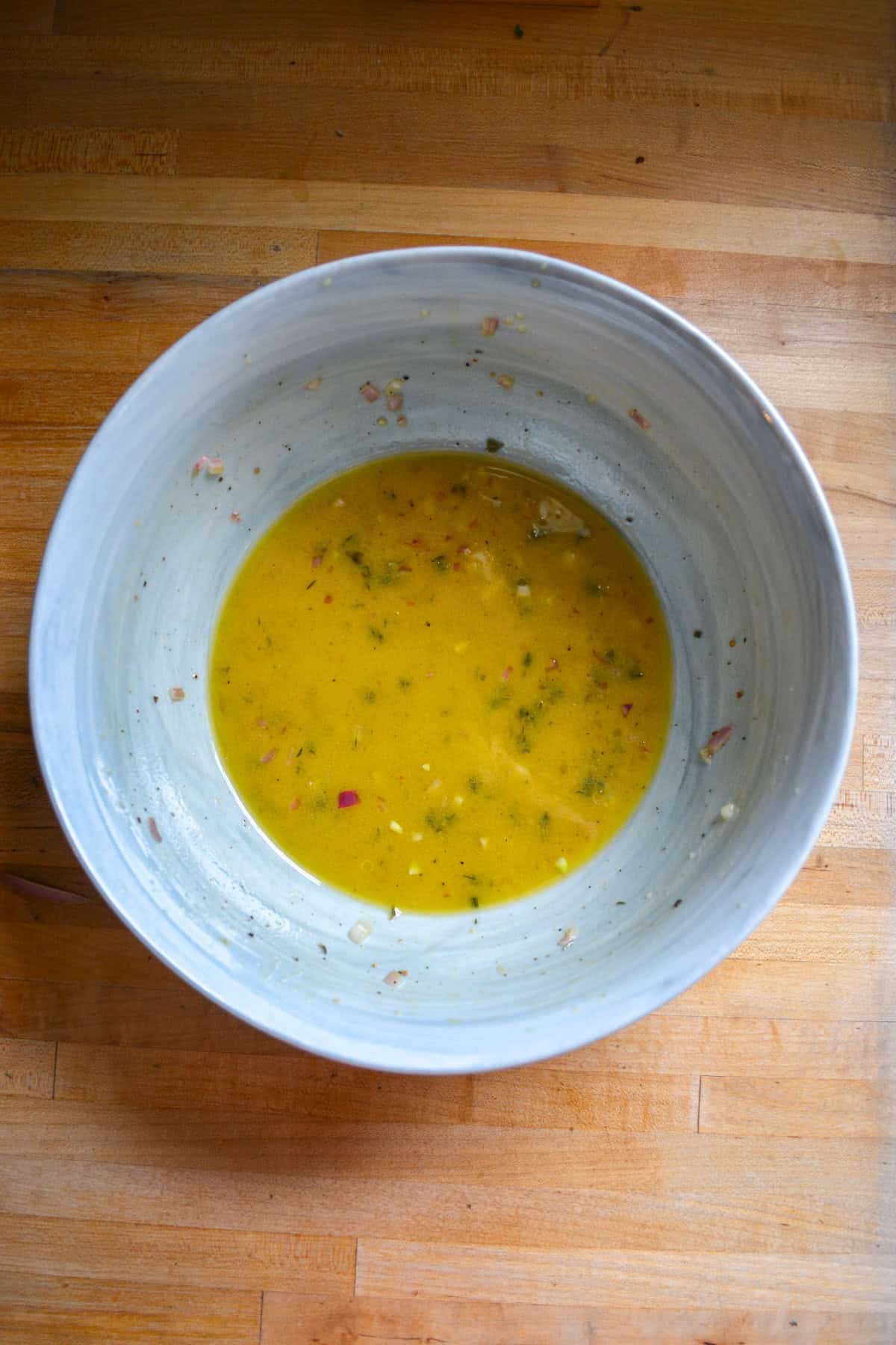 Vinaigrette in a large mixing bowl.