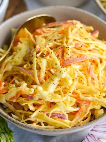 Classic Vegan Coleslaw in a bowl.