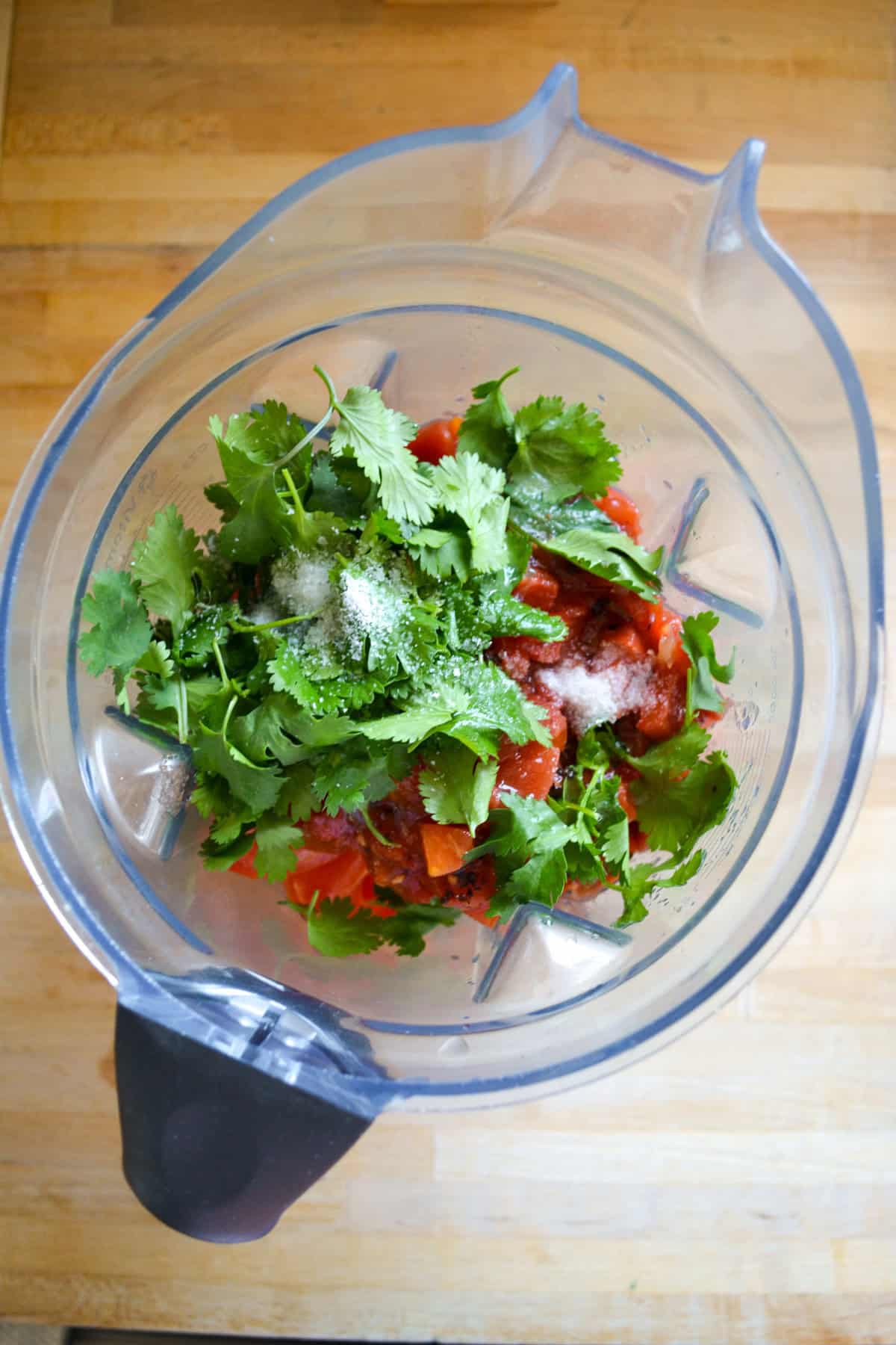 Ingredients in a Vitamix blender.