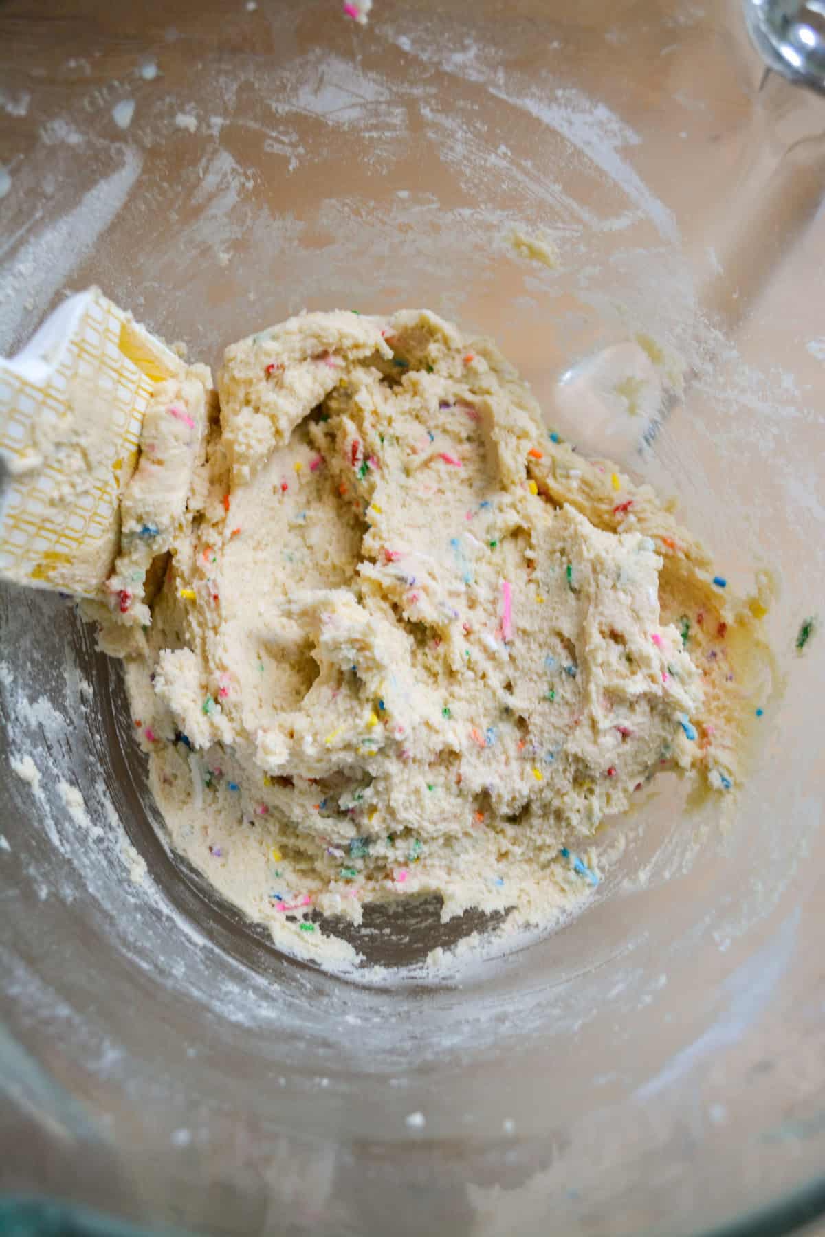 Sprinkles mixed into the funfetti cookie dough.