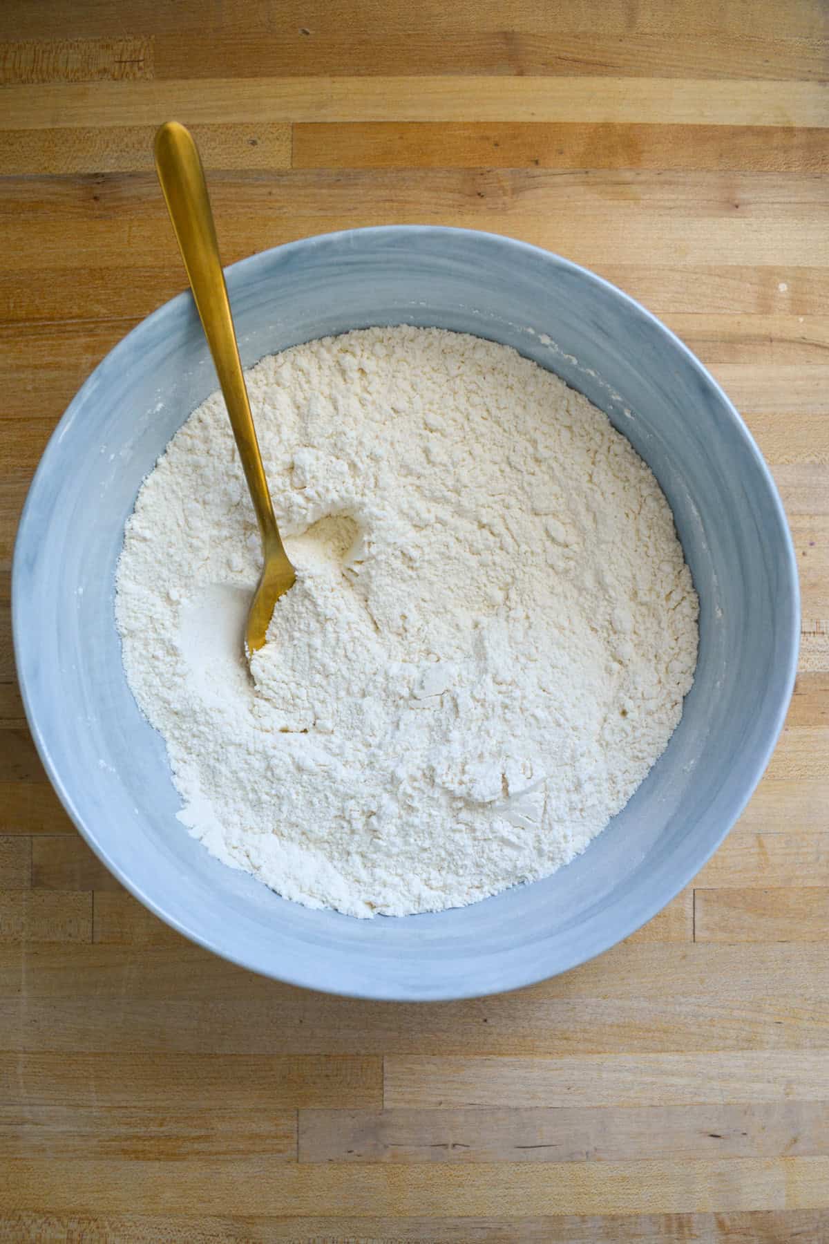 Dry ingredients in a large bowl.