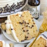 A Cookie Dough Cake slice on a small plate.