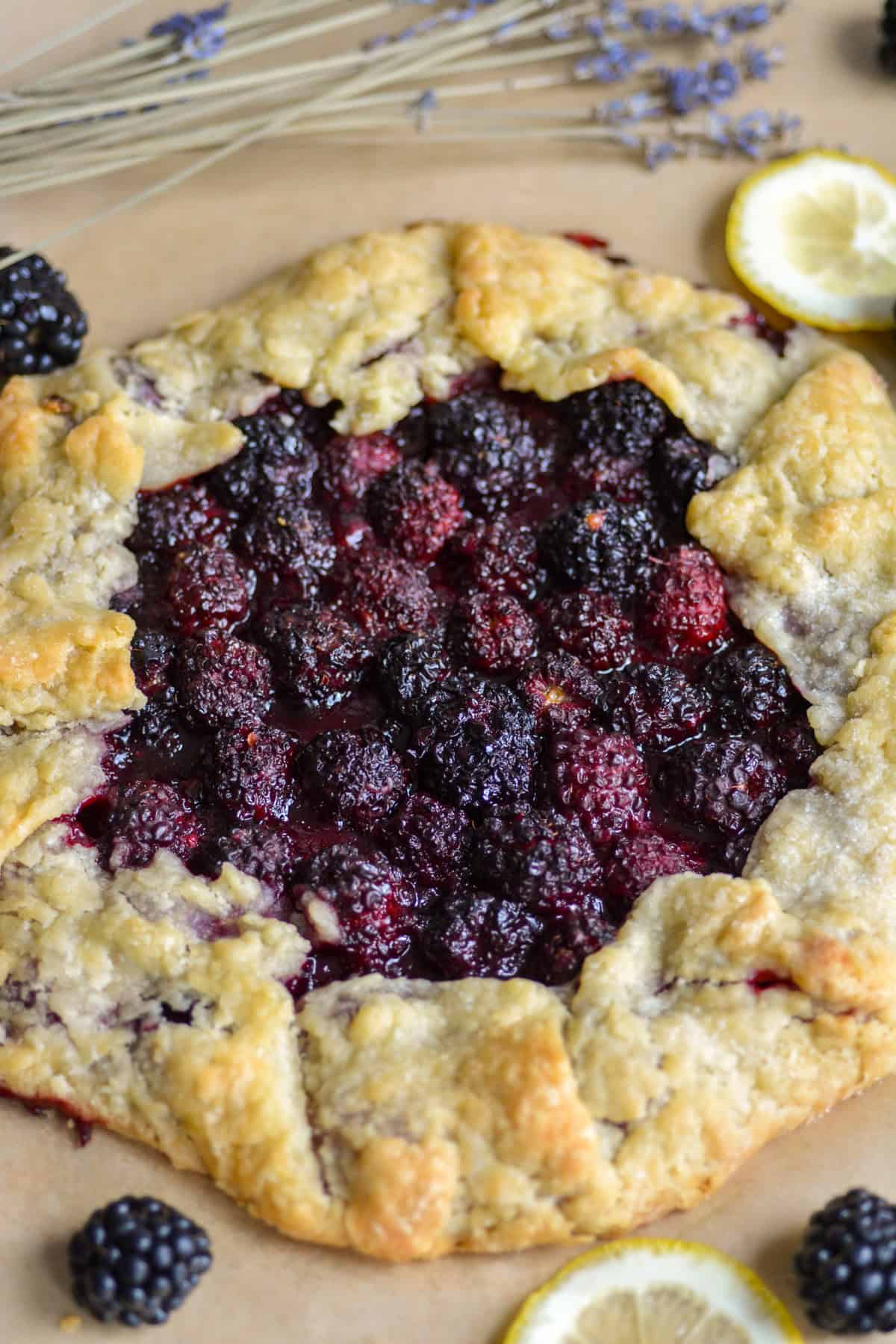 Blackberry Galette on a baking sheet.
