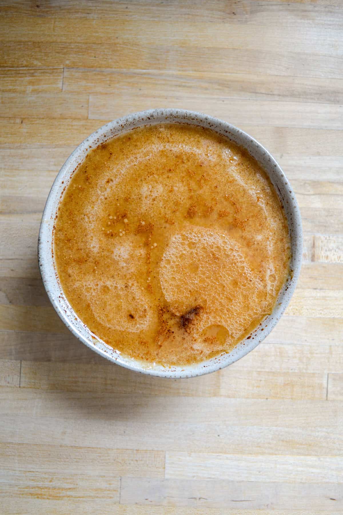 Wet ingredients in a medium bowl.
