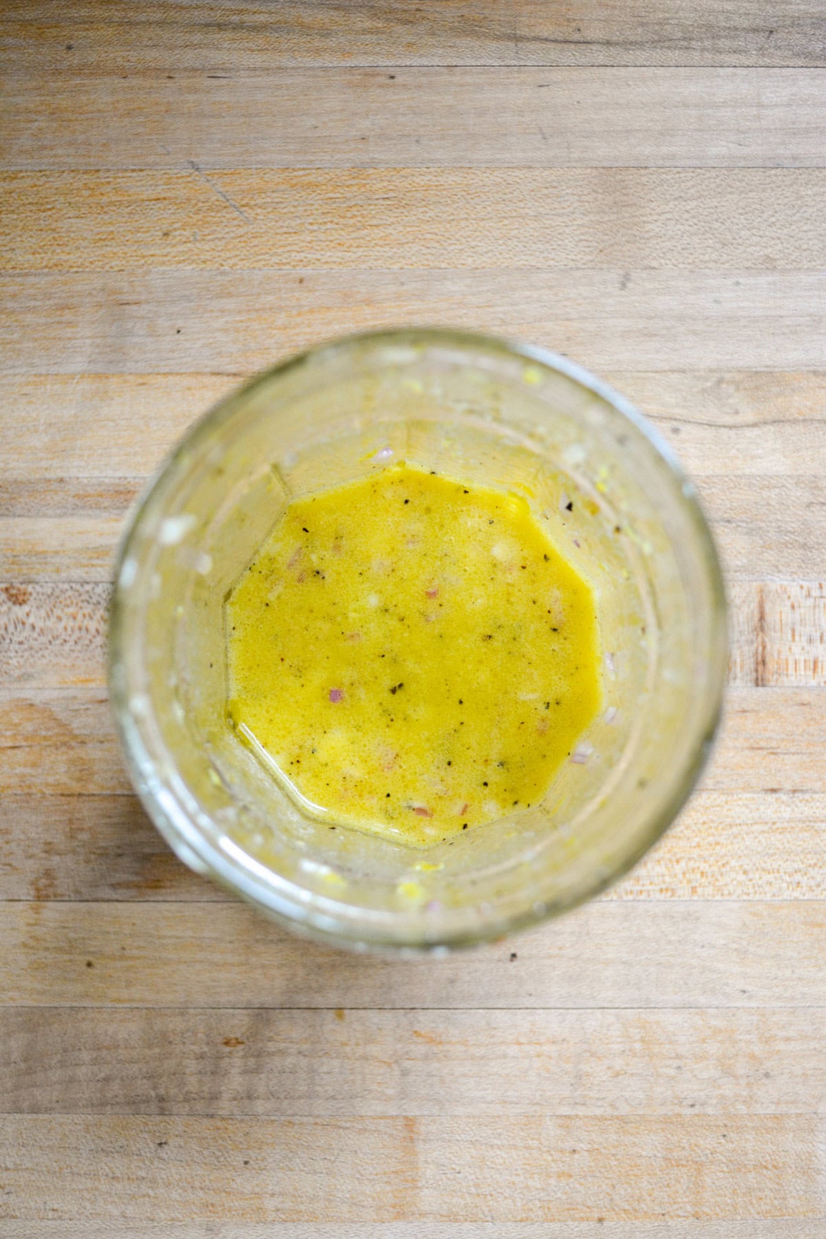 Lemon vinaigrette in a jar.