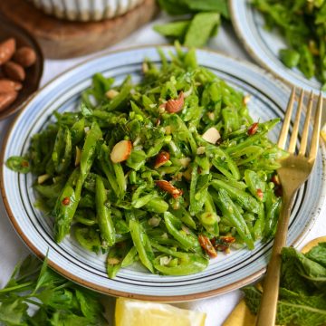 Sugar Snap Pea Salad on a plate.