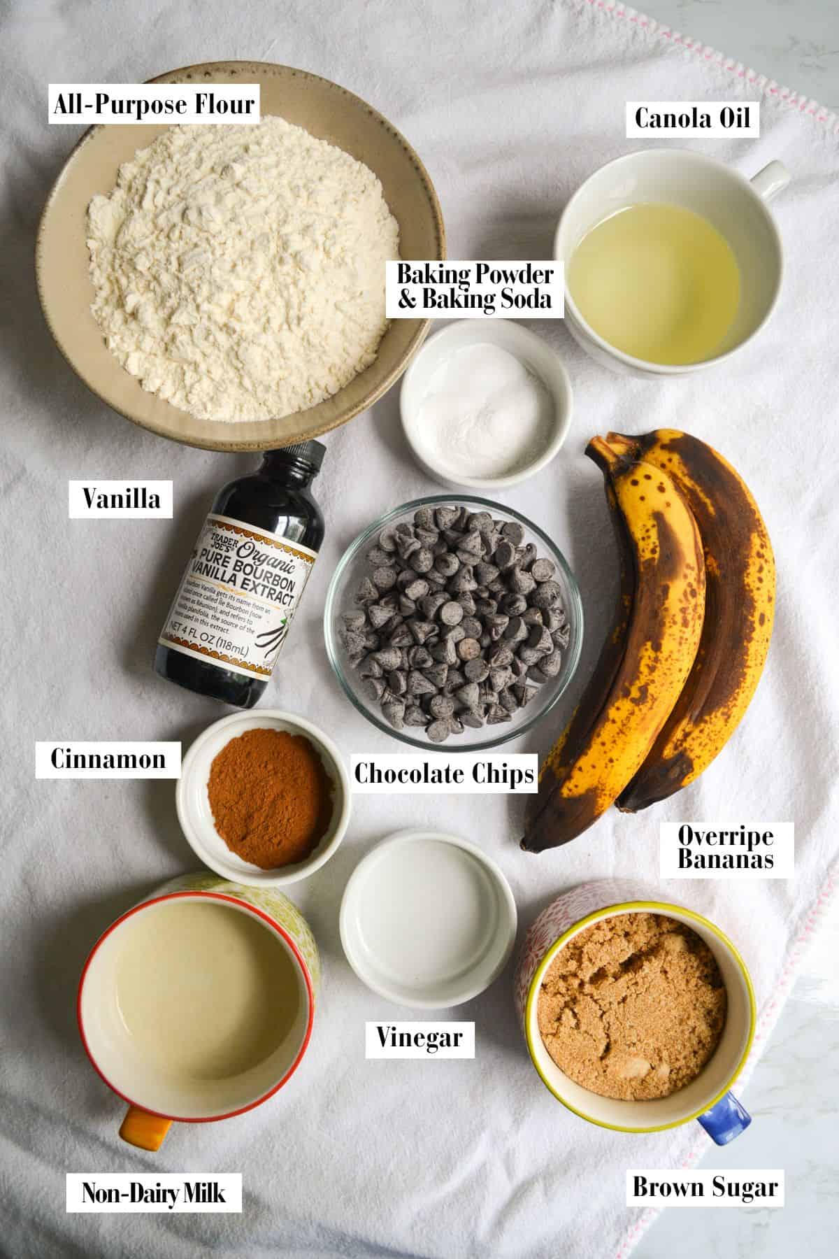 Ingredients for this recipe in small bowls on a linen cloth.