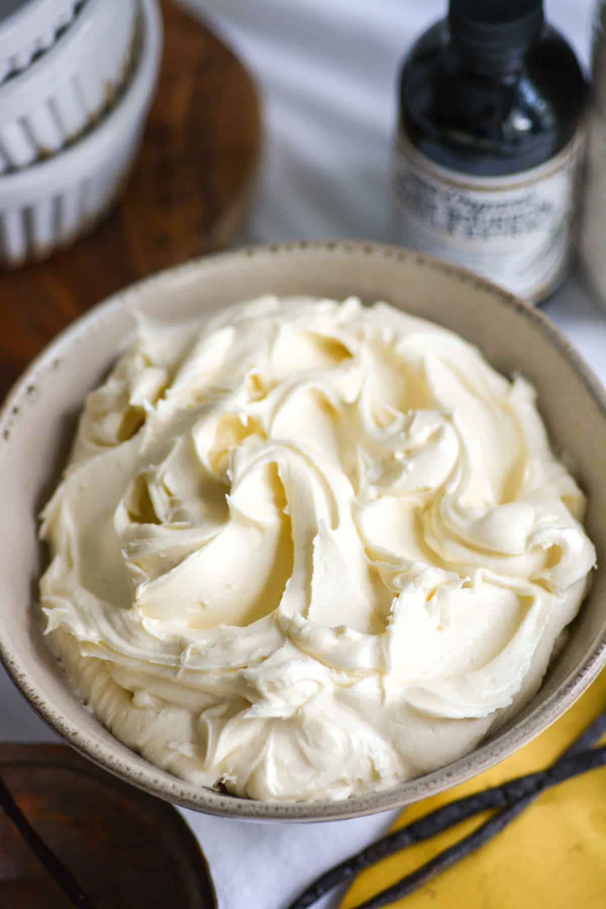 Vegan Vanilla Frosting in a bowl.